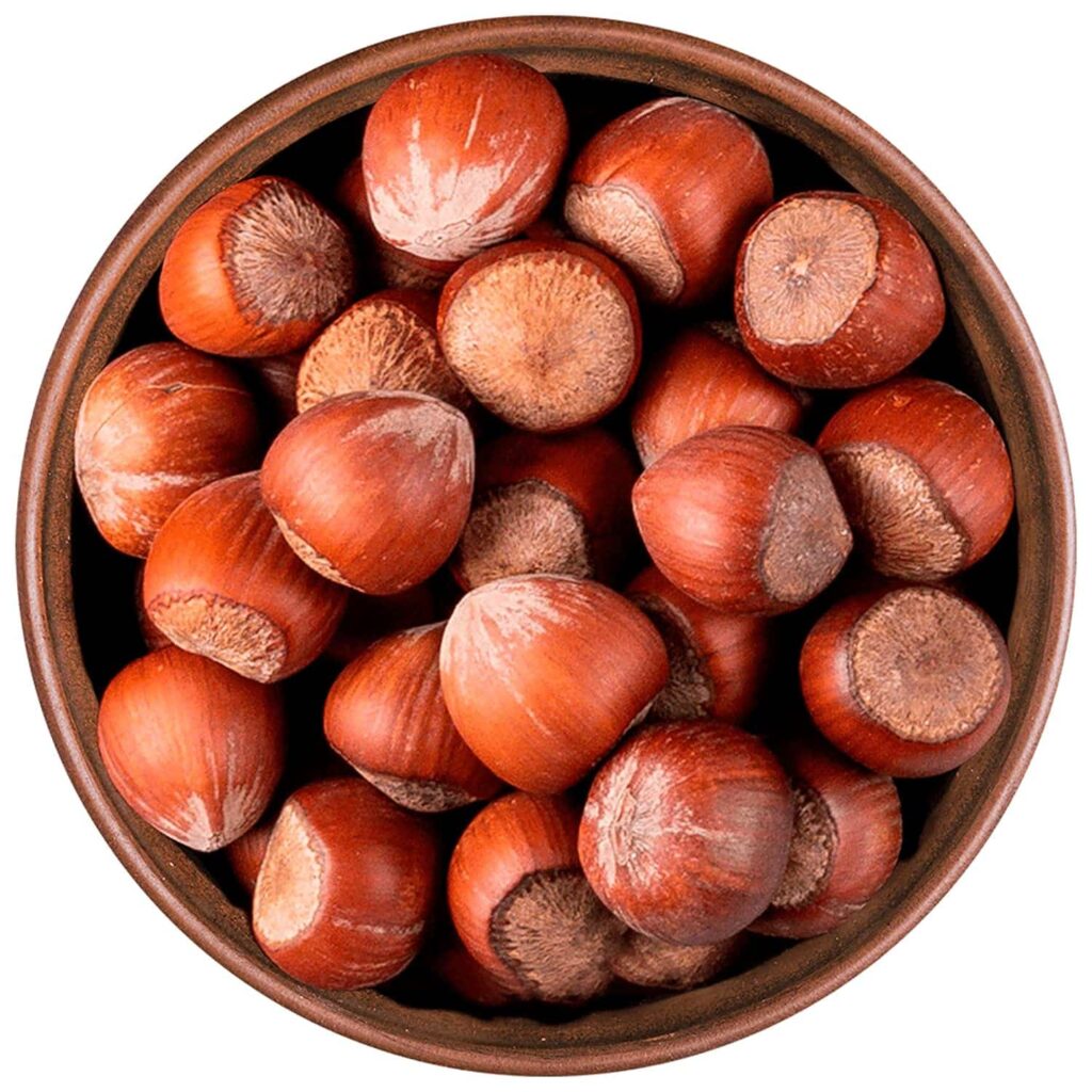 hazelnuts which are hight rich in nutrients and fibre and are used as an evening snack